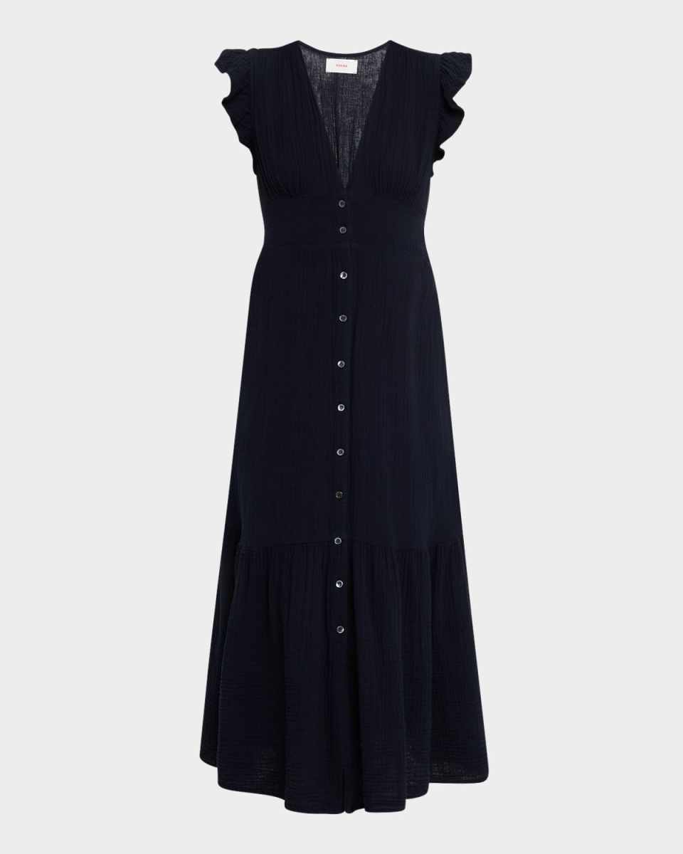 Davana Ruffle Cotton Gauze Midi Dress